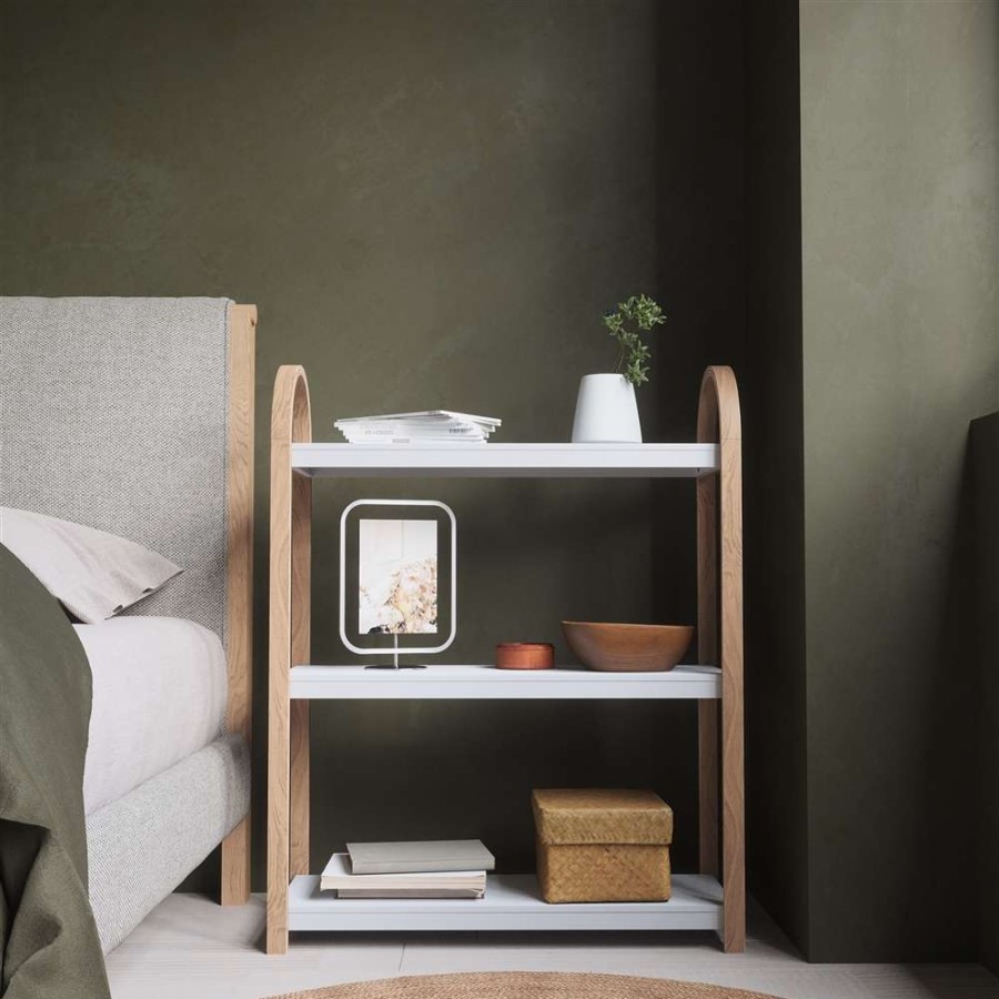 Storage * | Umbra Bellwood 10.03-In D X 28.4-In W X 35.4-In H 3-Tier White And Natural Wood Freestanding Shelf