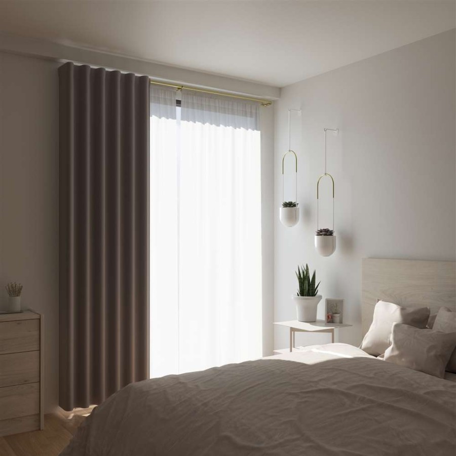 Blinds & Window Treatments * | Umbra Twilight Adjustable Double Curtain Rod Gold