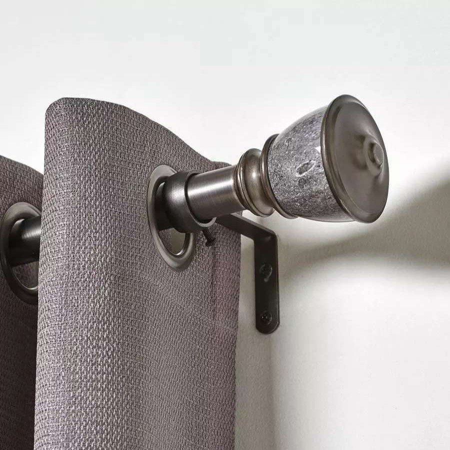 Blinds & Window Treatments * | Umbra 72-In To 144-In Pewter Steel Curved Curtain Rod