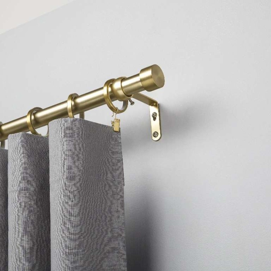 Blinds & Window Treatments * | Umbra 66-In To 120-In Brass Curtain Rod Set