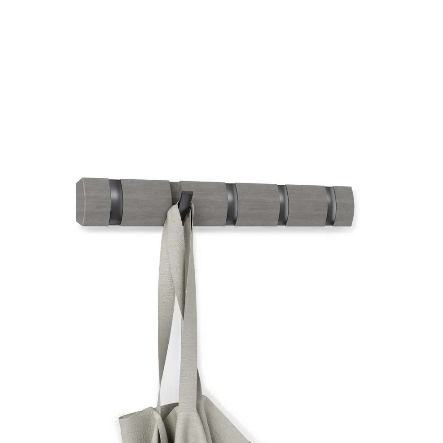 Storage * | Umbra Flip Wall Mounted Coat Rack 5 Hooks Grey