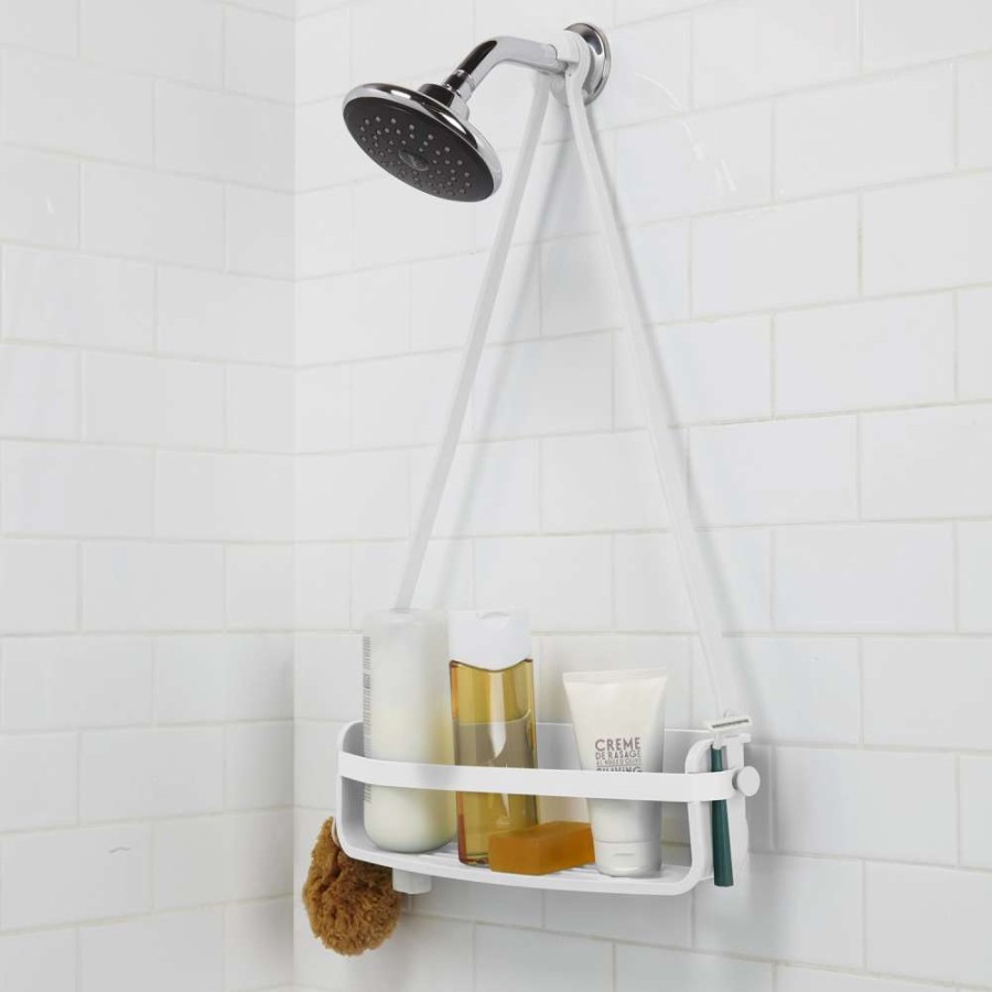 Hardware * | Umbra Flex 16-In White Shelf Shower Caddy