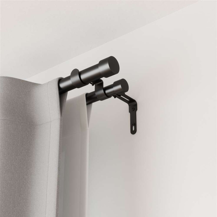 Blinds & Window Treatments * | Umbra Cappa Adjustable Double Curtain Rod Black