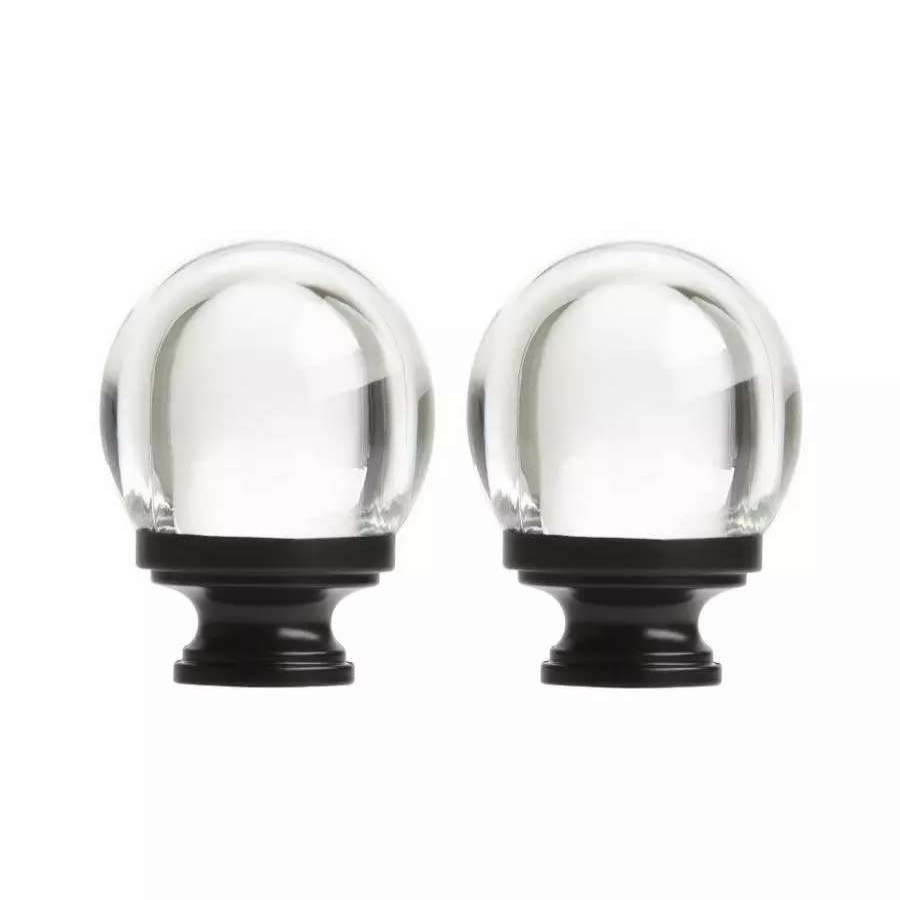 Blinds & Window Treatments * | Umbra 2-Pack Black Acrylic Curtain Rod Finials