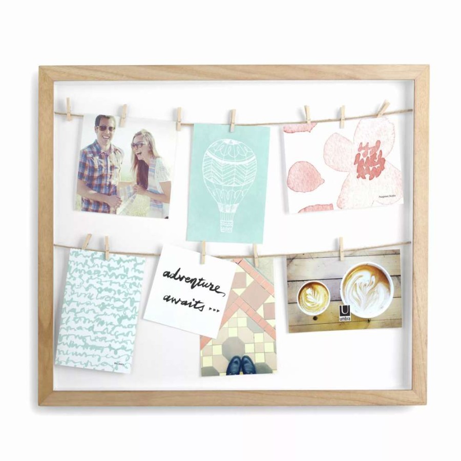 Home Accents * | Umbra Brown 1.38-In X 17.5-In X 20.63-In Wood Clothesline Photo Display