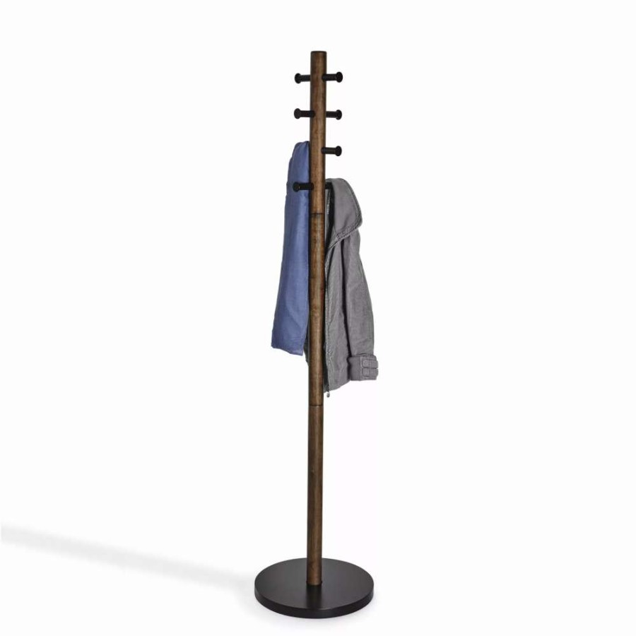 Storage * | Umbra Black And Walnut Pillar Coat Rack