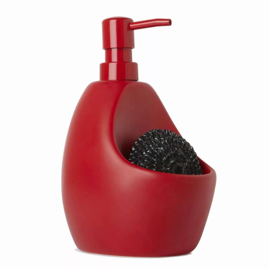 Bathroom Accessories * | Umbra Joey Red Soap Pump With Scrubby Holder