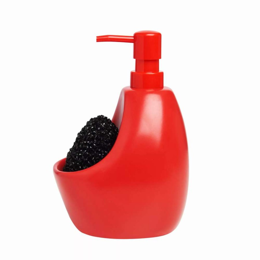 Bathroom Accessories * | Umbra Joey Red Soap Pump With Scrubby Holder