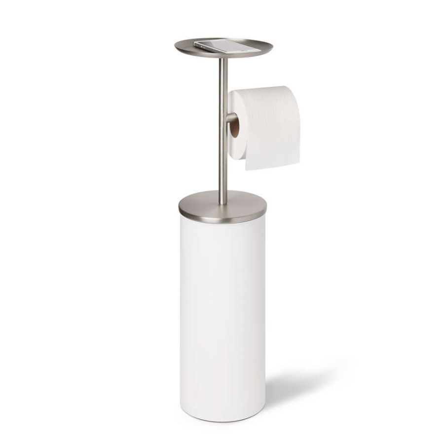 Hardware * | Umbra Portaloo Toilet Paper Stand With Storage White