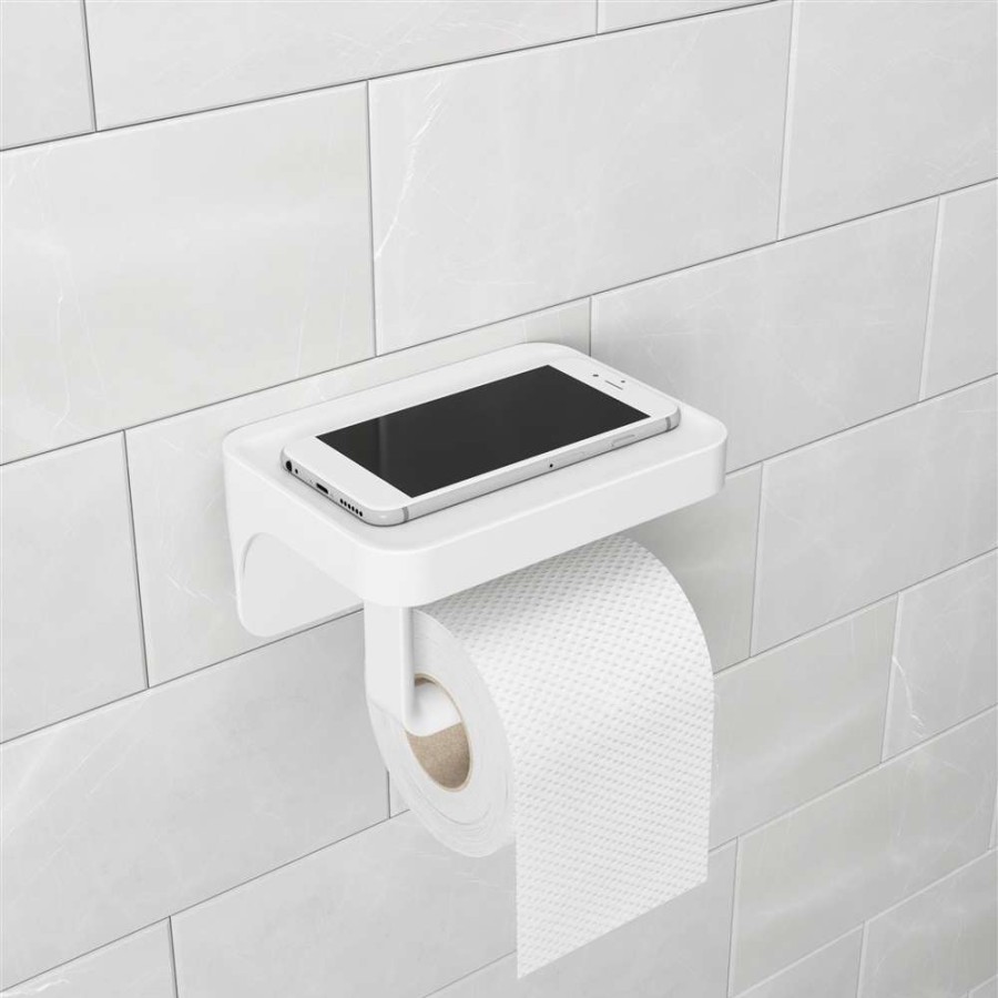 Hardware * | Umbra Flex Sure-Lock Toilet Paper Holder With Shelf Chrome