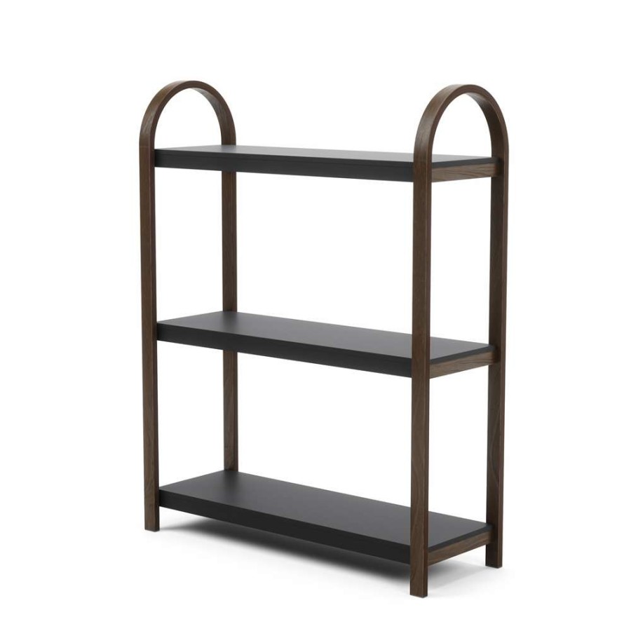 Storage * | Umbra Bellwood 10.03-In D X 28.4-In W X 35.4-In H 3-Tier Black And Walnut Wood Freestanding Shelf