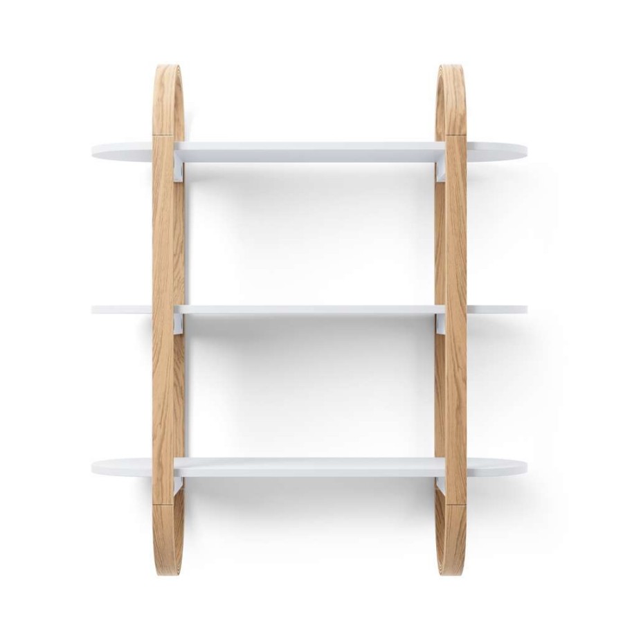 Storage * | Umbra Bellwood 25.67-In L X 29.5-In H X 9.3-In D White And Natural Wood Wall Shelf