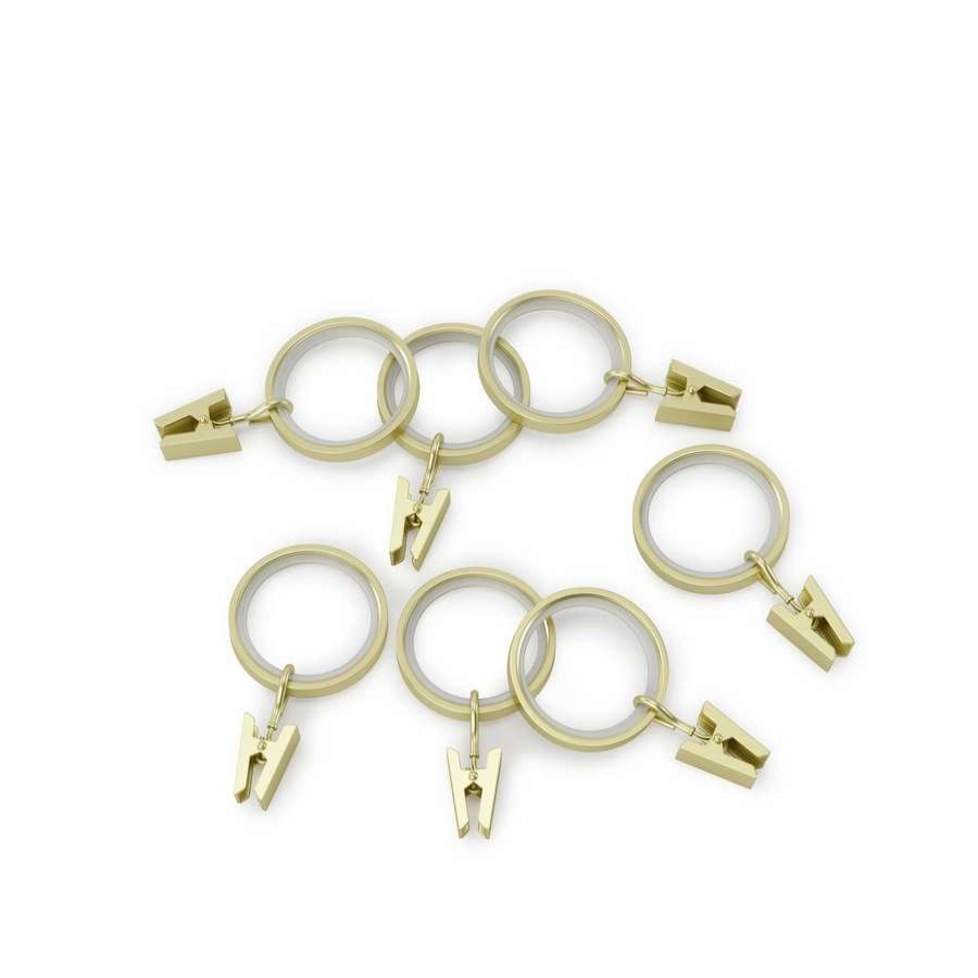 Blinds & Window Treatments * | Umbra Umbra Cappa 1 Clip Rings, Set Of 7 Brass