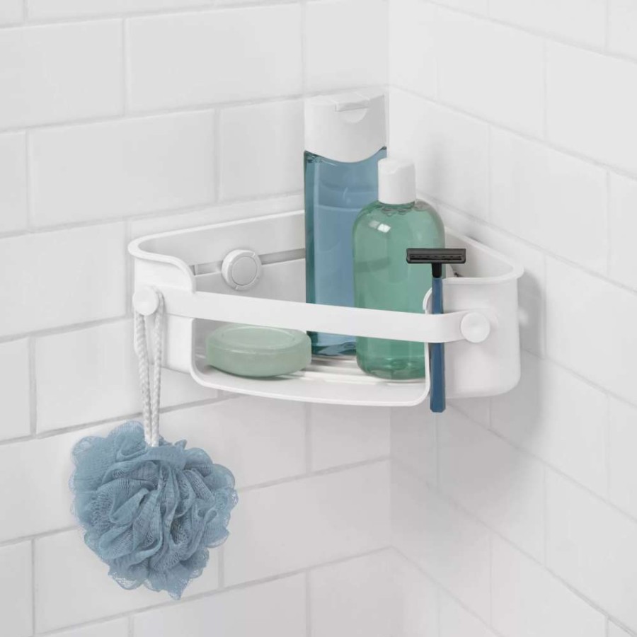 Hardware * | Umbra Flex 7.5-In White Corner Shower Bin