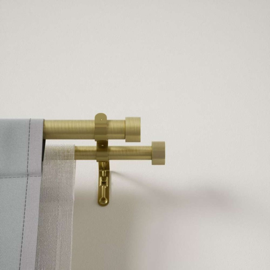 Blinds & Window Treatments * | Umbra Cappa 1 Double Curtain Rod 66-120 Brass