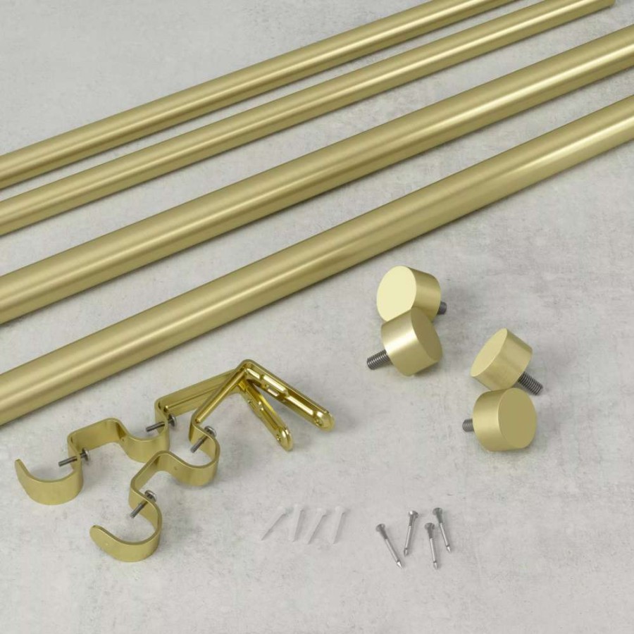 Blinds & Window Treatments * | Umbra Cappa 1 Double Curtain Rod 66-120 Brass