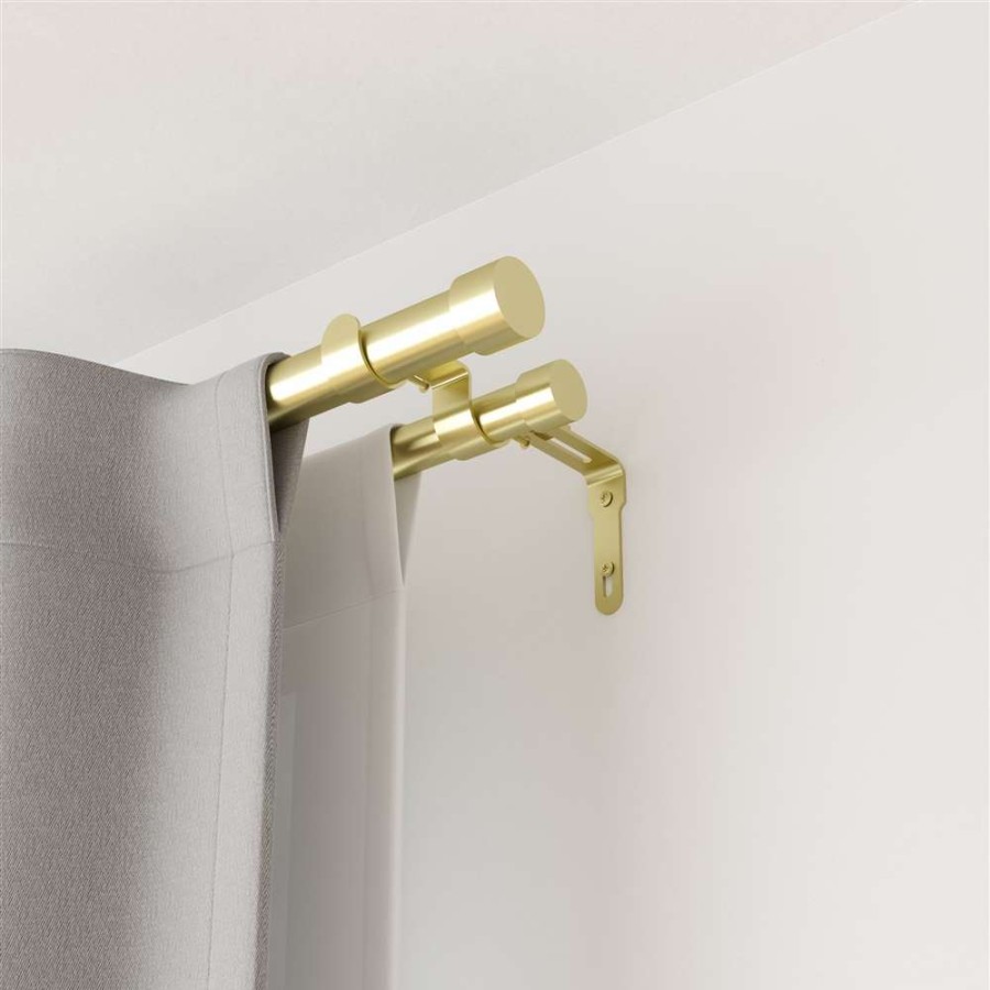 Blinds & Window Treatments * | Umbra Cappa Adjustable Double Curtain Rod Gold